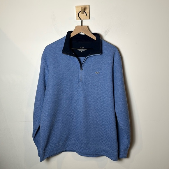 Vineyard Vines Men’s 1/4 Zip Quilted Sweatshirt Soft Blue Casual Logo size XL - Picture 1 of 9